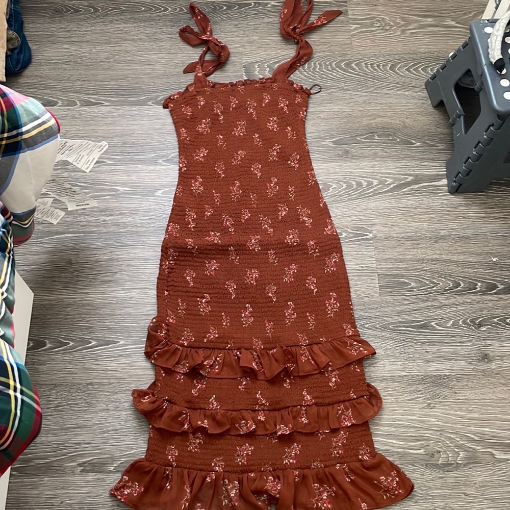 Abercrombie & Fitch Rust Floral Midi Dress